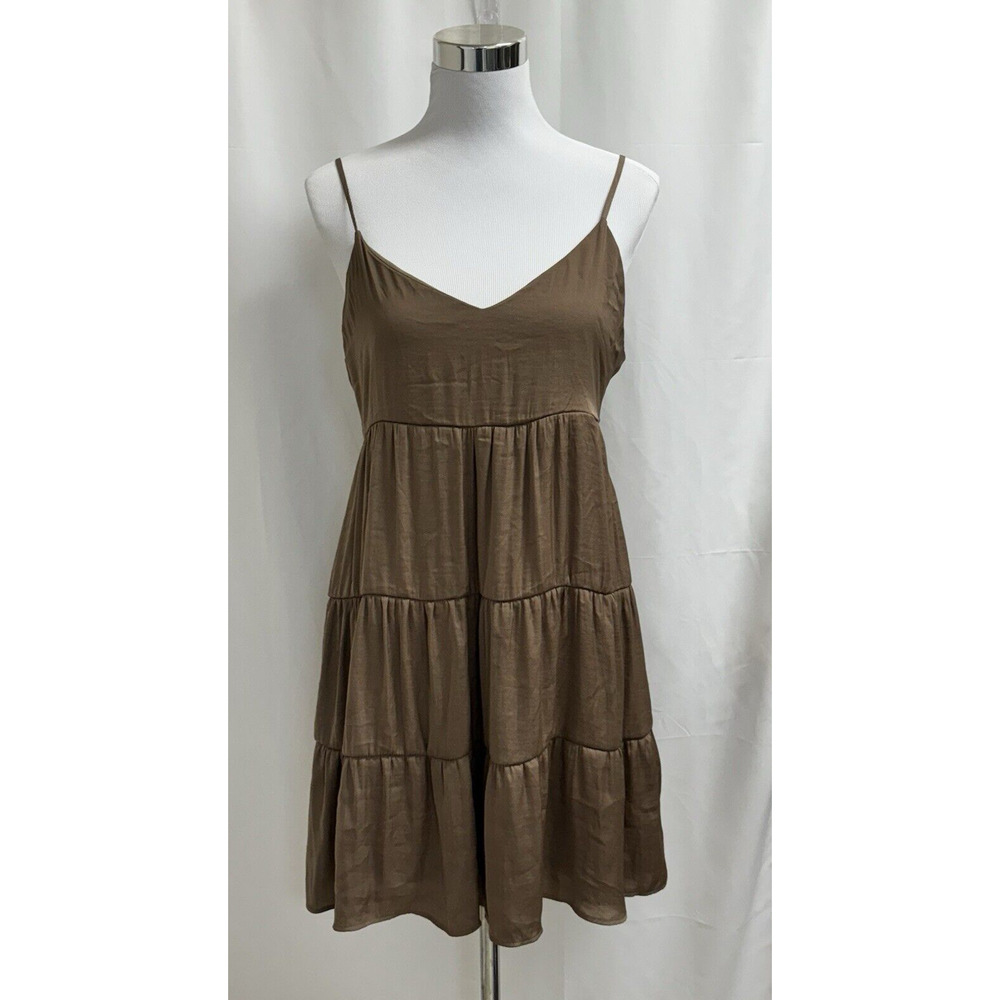 As U Wish AUW Spaghetti Strap Sun Dress Junior's Size Small Light Brown